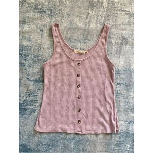 Liberty Love Lavender Mauve Waffle Knit Tank Top Large